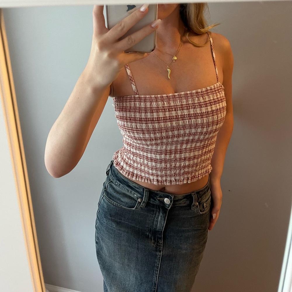 🤍FOREVER 21 Gingham/ Picnic Table Cropped Tank🤍